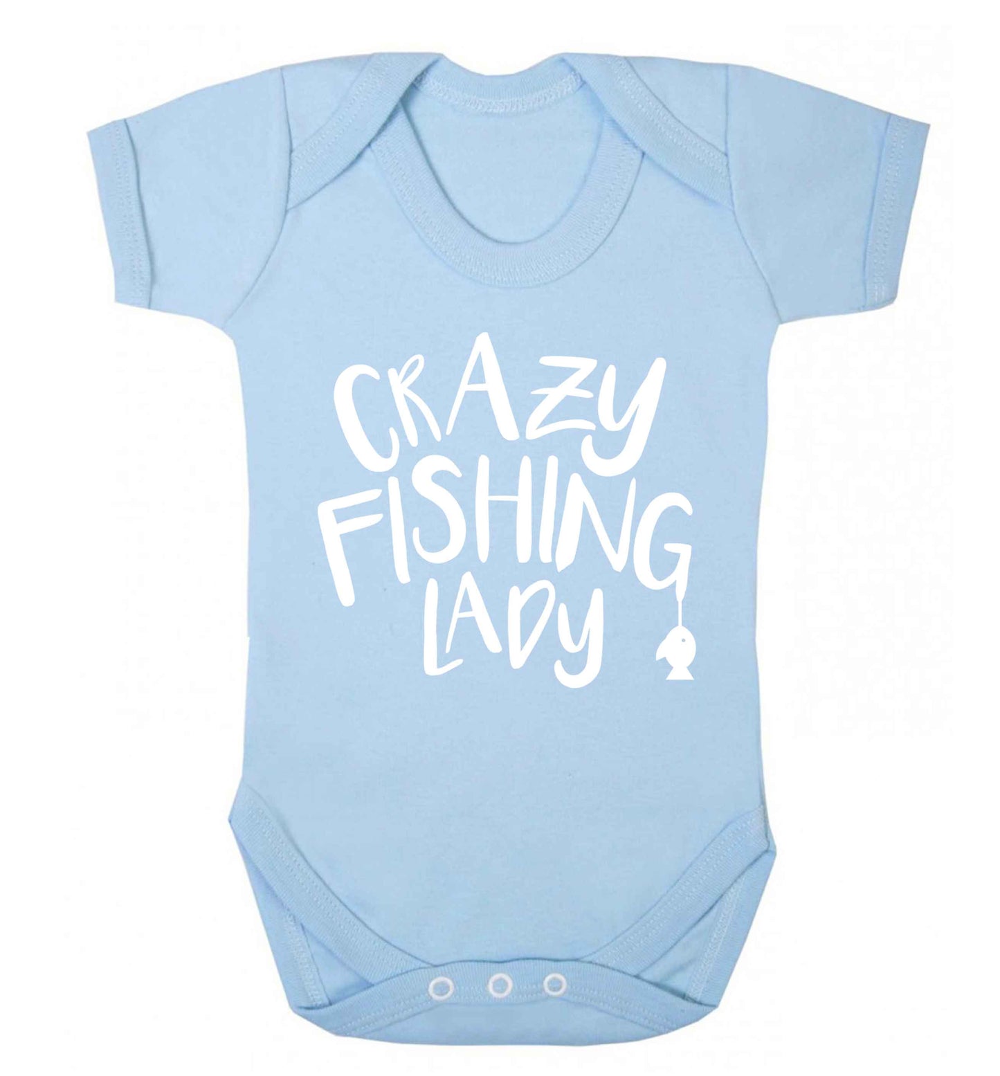 Crazy fishing lady Baby Vest pale blue 18-24 months
