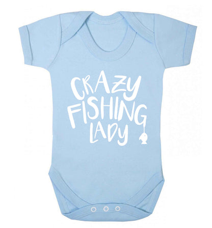 Crazy fishing lady Baby Vest pale blue 18-24 months