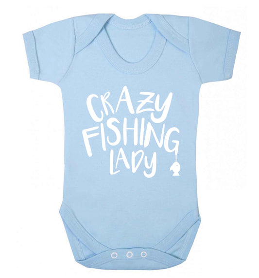 Crazy fishing lady Baby Vest pale blue 18-24 months