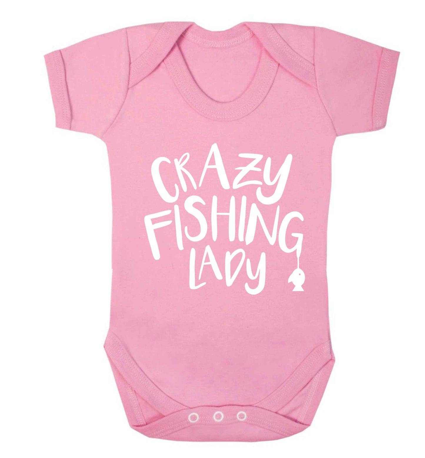 Crazy fishing lady Baby Vest pale pink 18-24 months