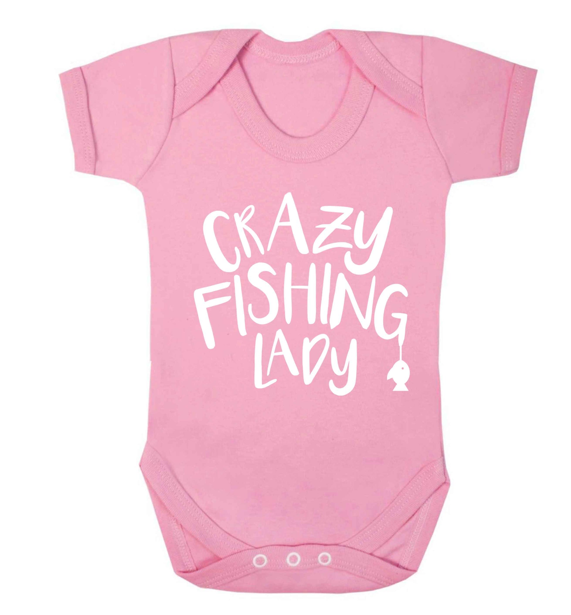 Crazy fishing lady Baby Vest pale pink 18-24 months