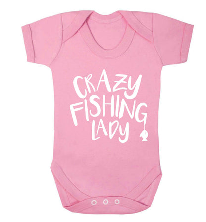 Crazy fishing lady Baby Vest pale pink 18-24 months
