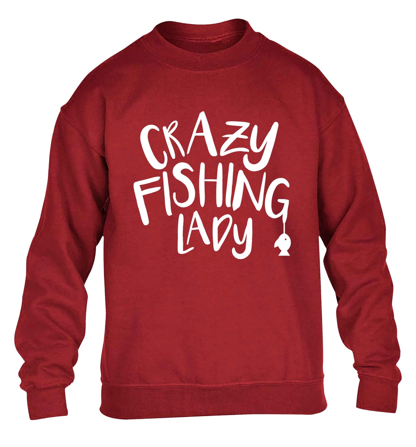 Crazy fishing lady children's grey sweater 12-13 Years