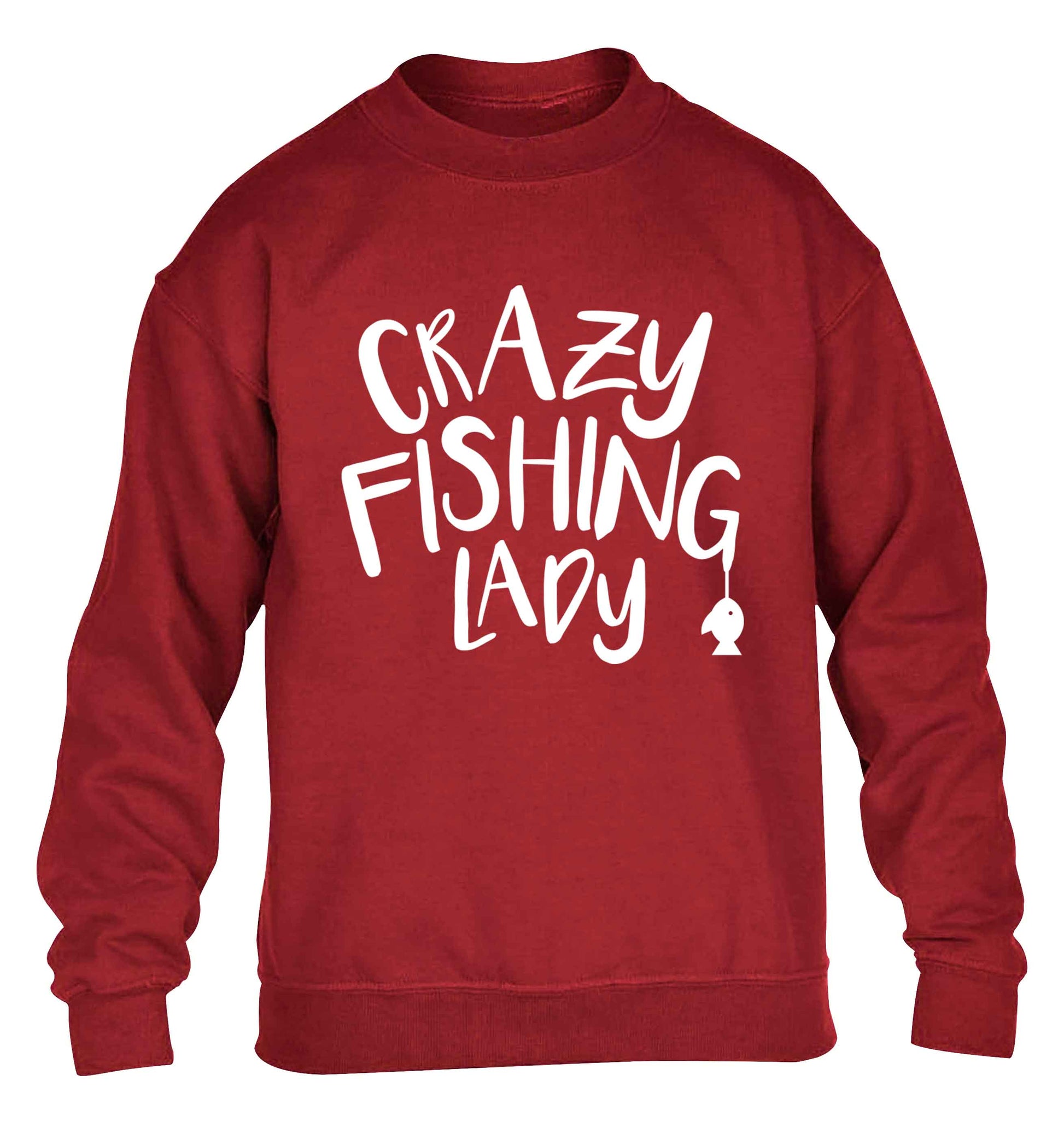 Crazy fishing lady children's grey sweater 12-13 Years