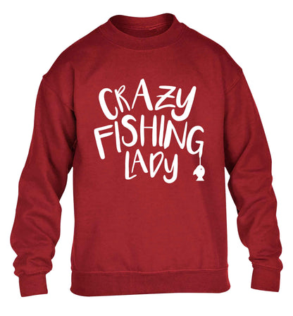 Crazy fishing lady children's grey sweater 12-13 Years