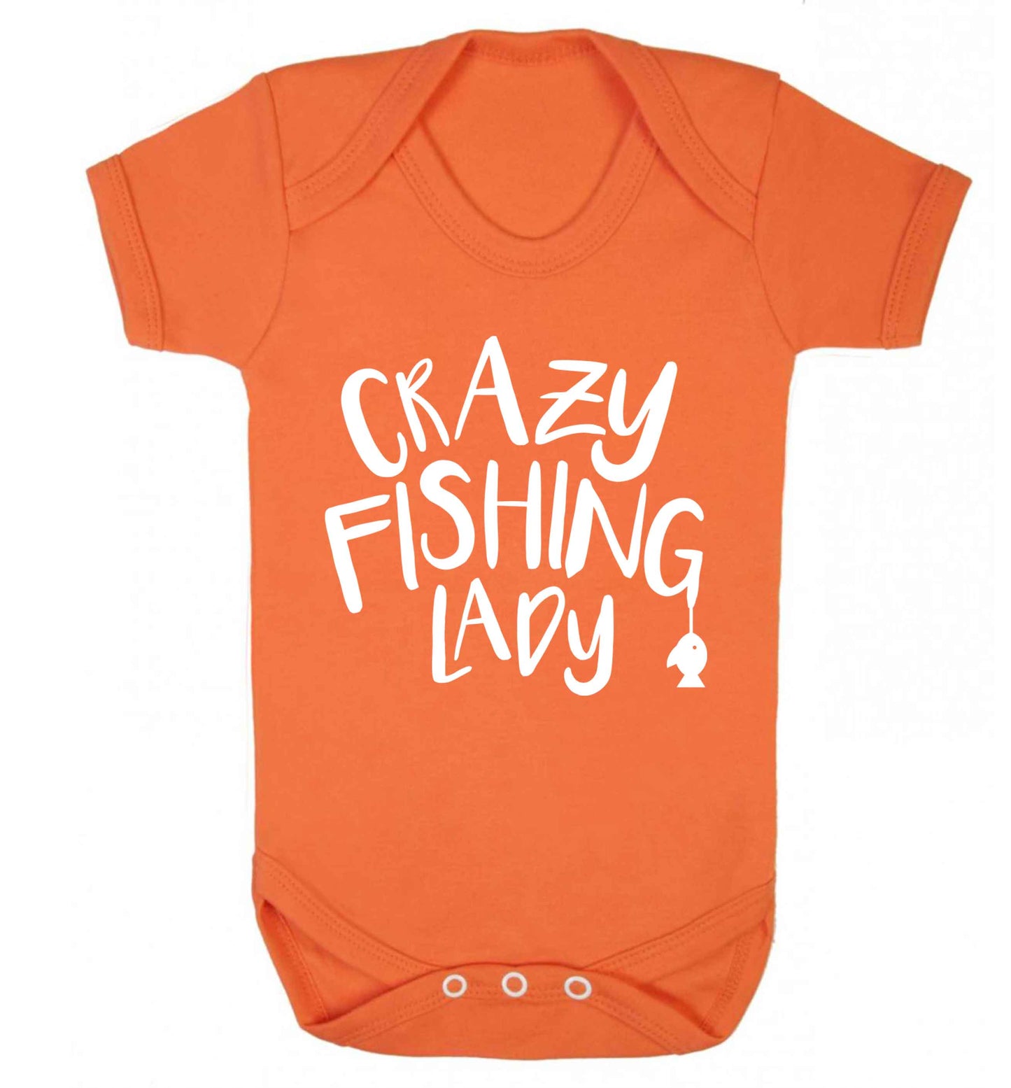 Crazy fishing lady Baby Vest orange 18-24 months