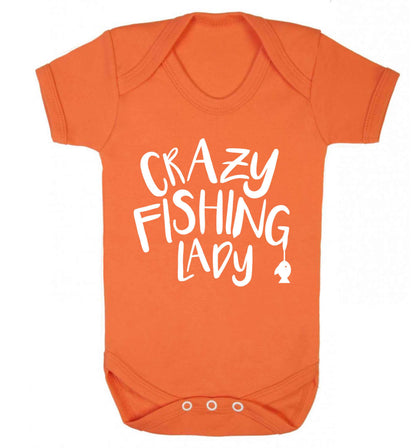 Crazy fishing lady Baby Vest orange 18-24 months