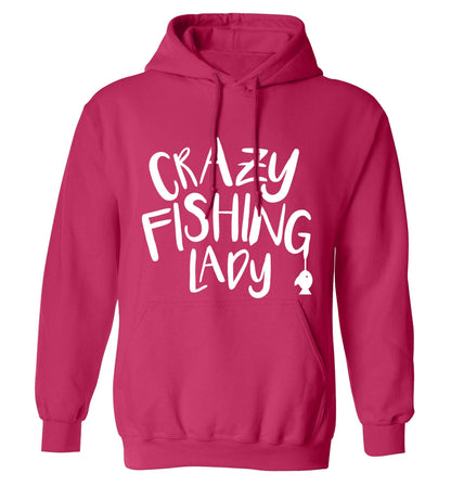 Crazy fishing lady adults unisex pink hoodie 2XL