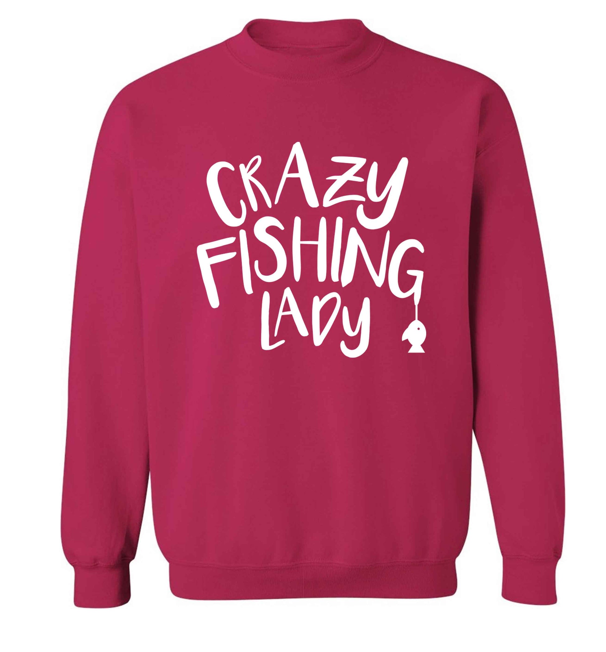 Crazy fishing lady Adult's unisex pink Sweater 2XL
