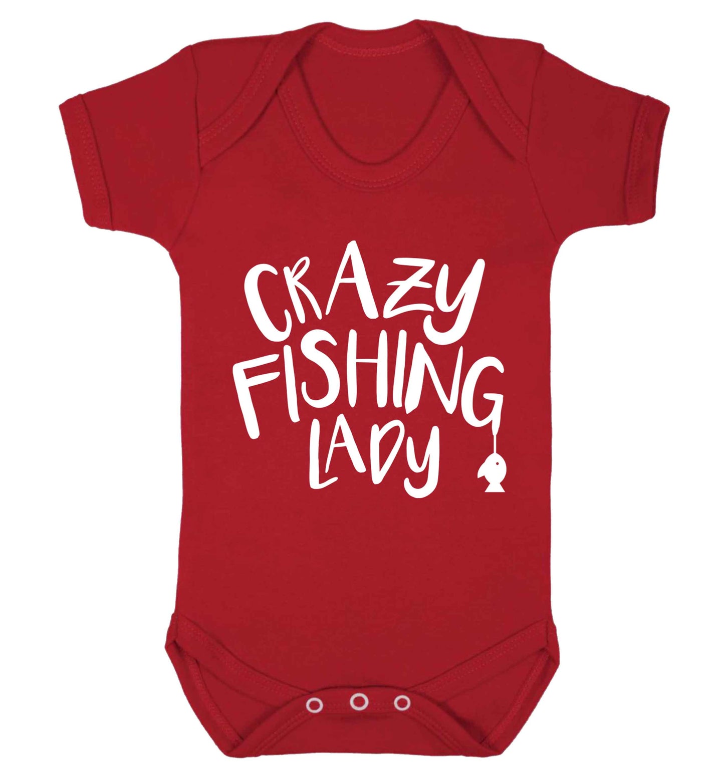 Crazy fishing lady Baby Vest red 18-24 months