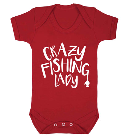 Crazy fishing lady Baby Vest red 18-24 months