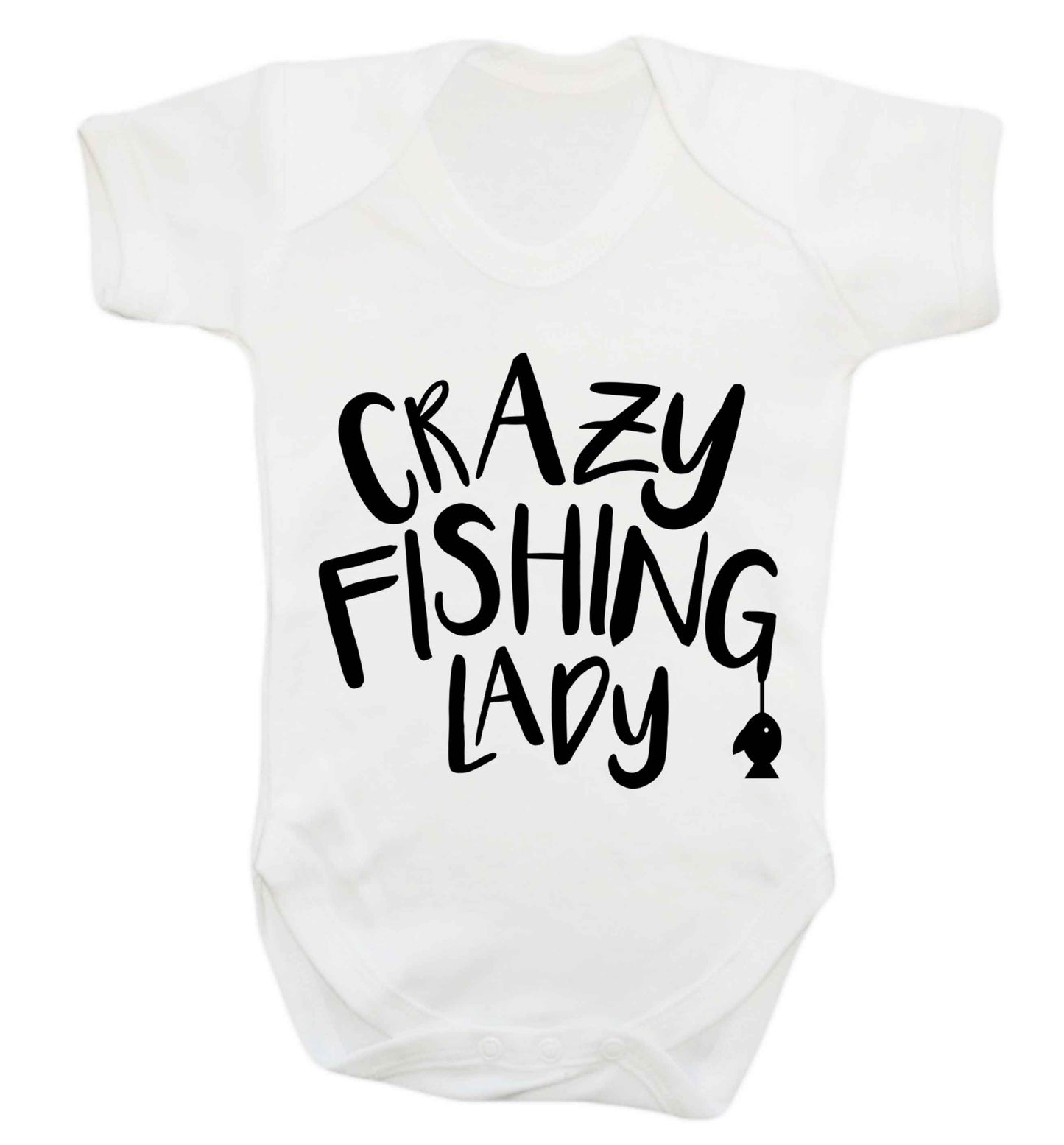Crazy fishing lady Baby Vest white 18-24 months