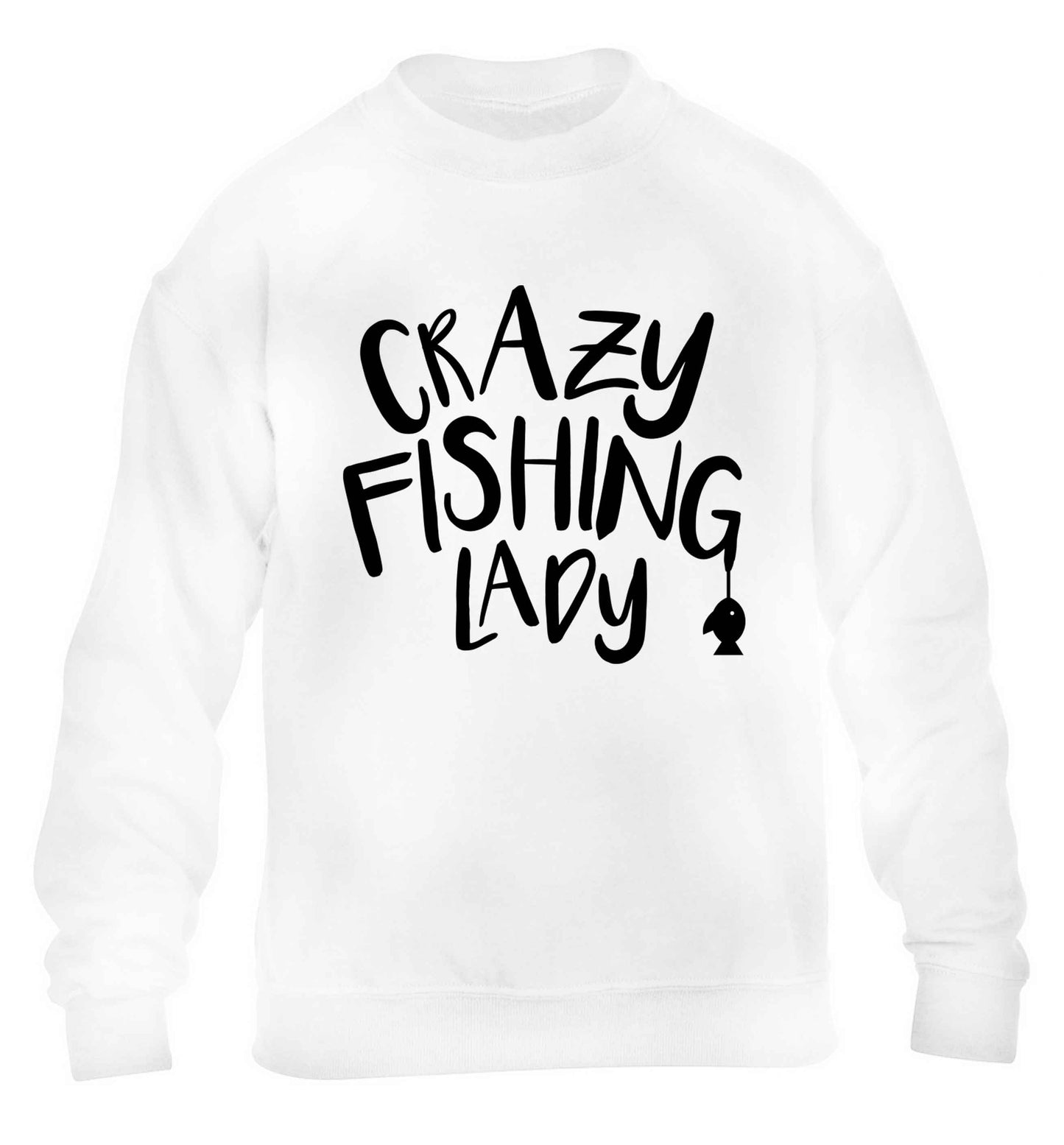 Crazy fishing lady children's white sweater 12-13 Years