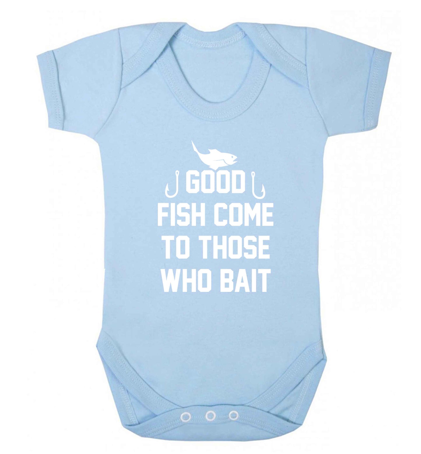 Good fish come to those who bait Baby Vest pale blue 18-24 months