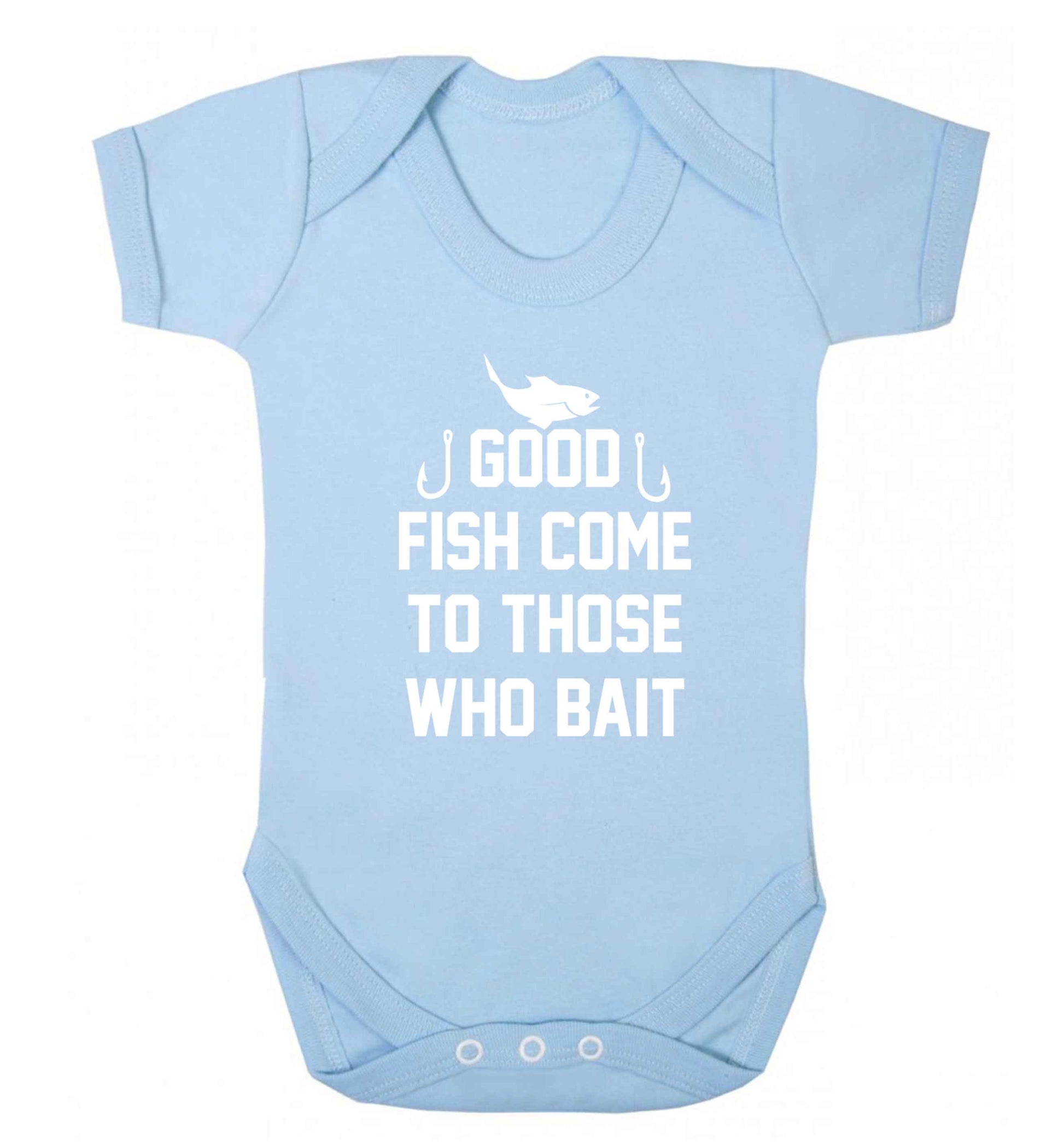 Good fish come to those who bait Baby Vest pale blue 18-24 months