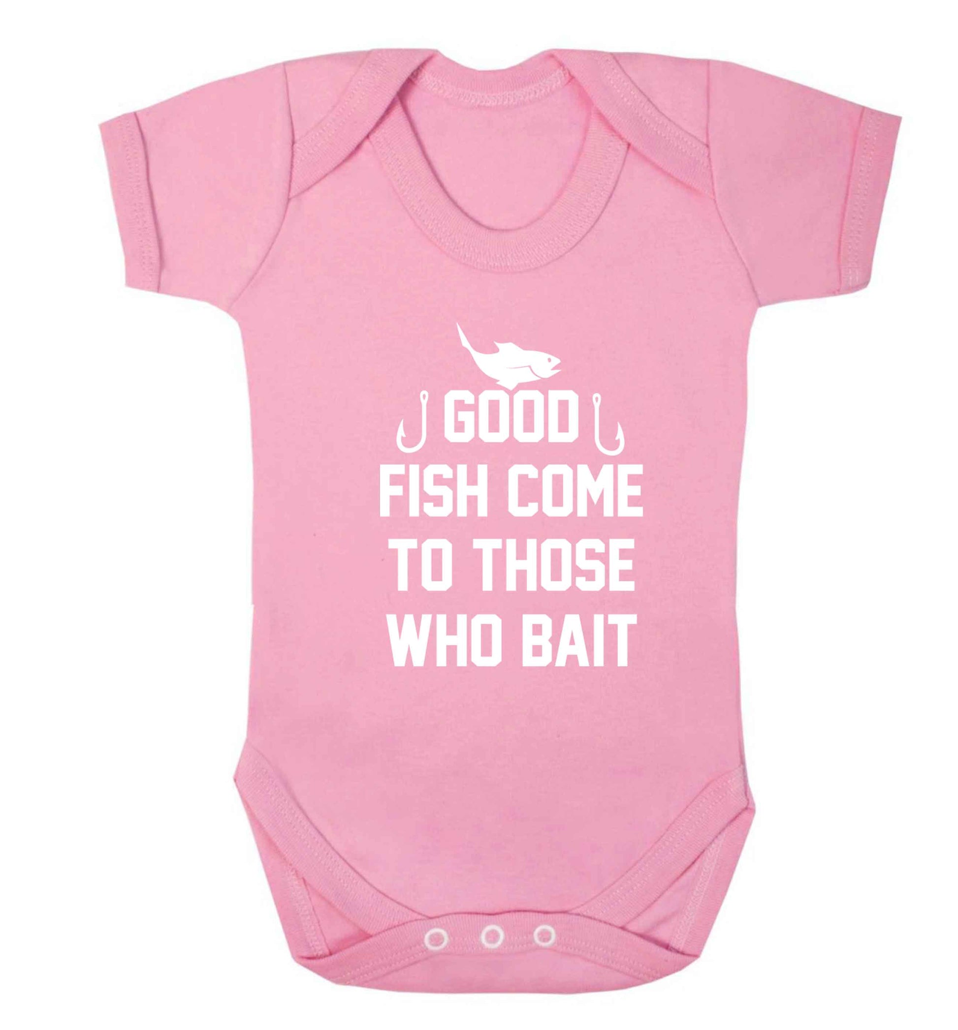 Good fish come to those who bait Baby Vest pale pink 18-24 months