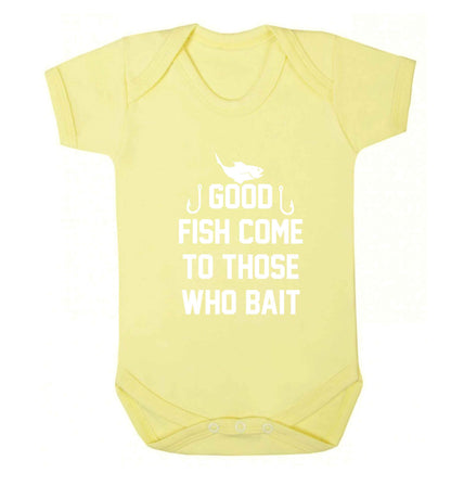 Good fish come to those who bait Baby Vest pale yellow 18-24 months