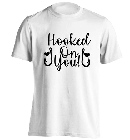 Hooked on you adults unisex white Tshirt 2XL