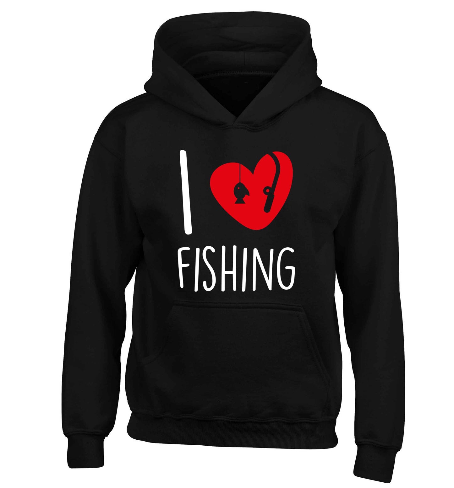I love fishing children's black hoodie 12-13 Years