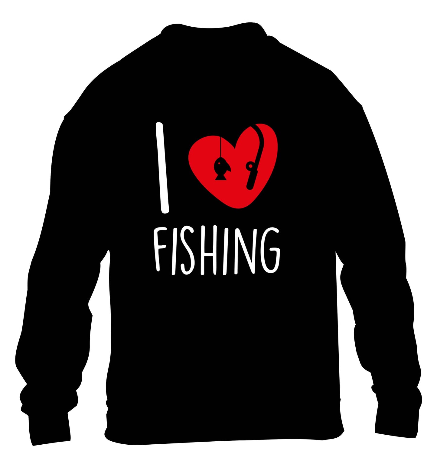 I love fishing children's black sweater 12-13 Years
