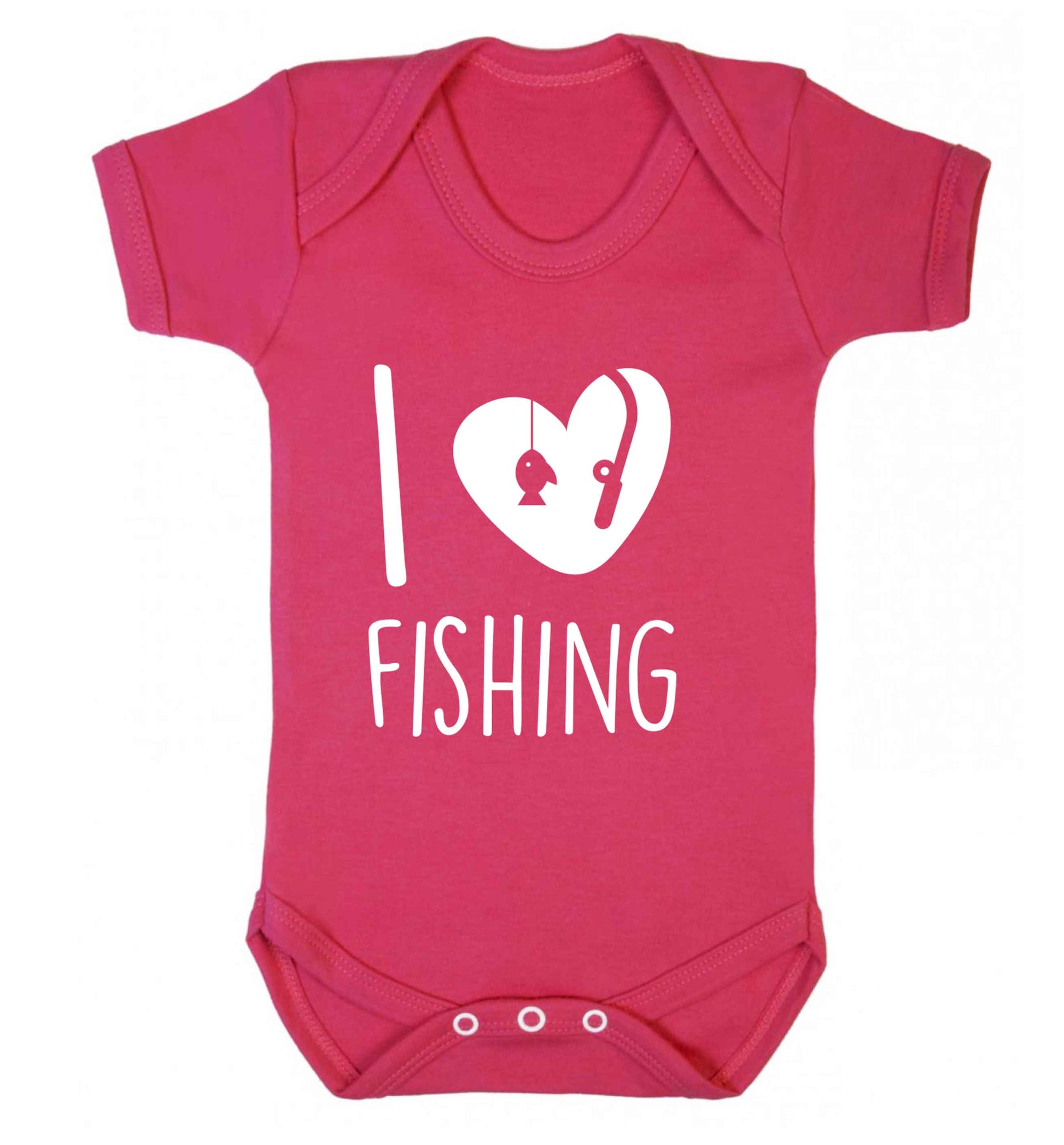 I love fishing Baby Vest dark pink 18-24 months