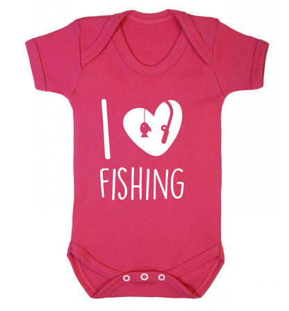 I love fishing Baby Vest dark pink 18-24 months