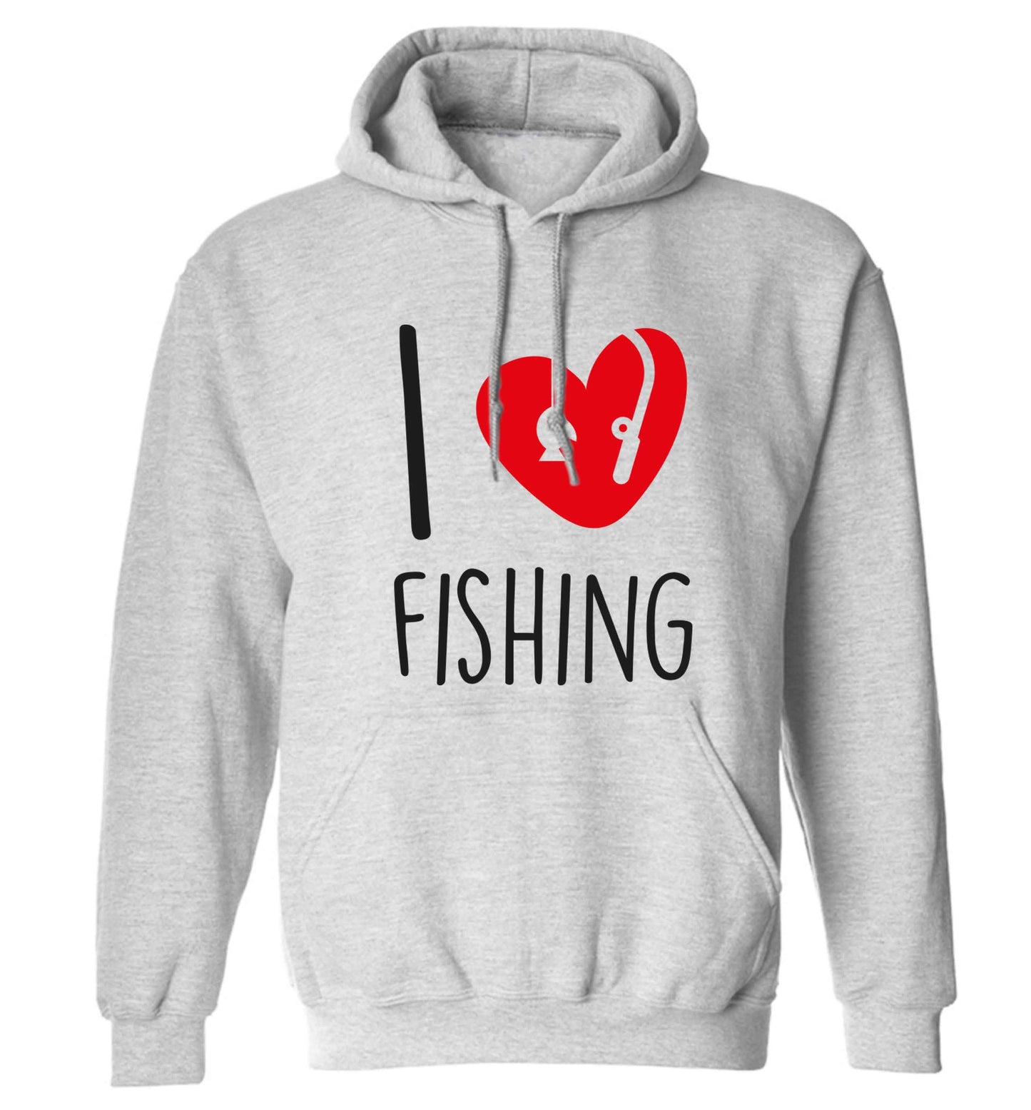 I love fishing adults unisex grey hoodie 2XL