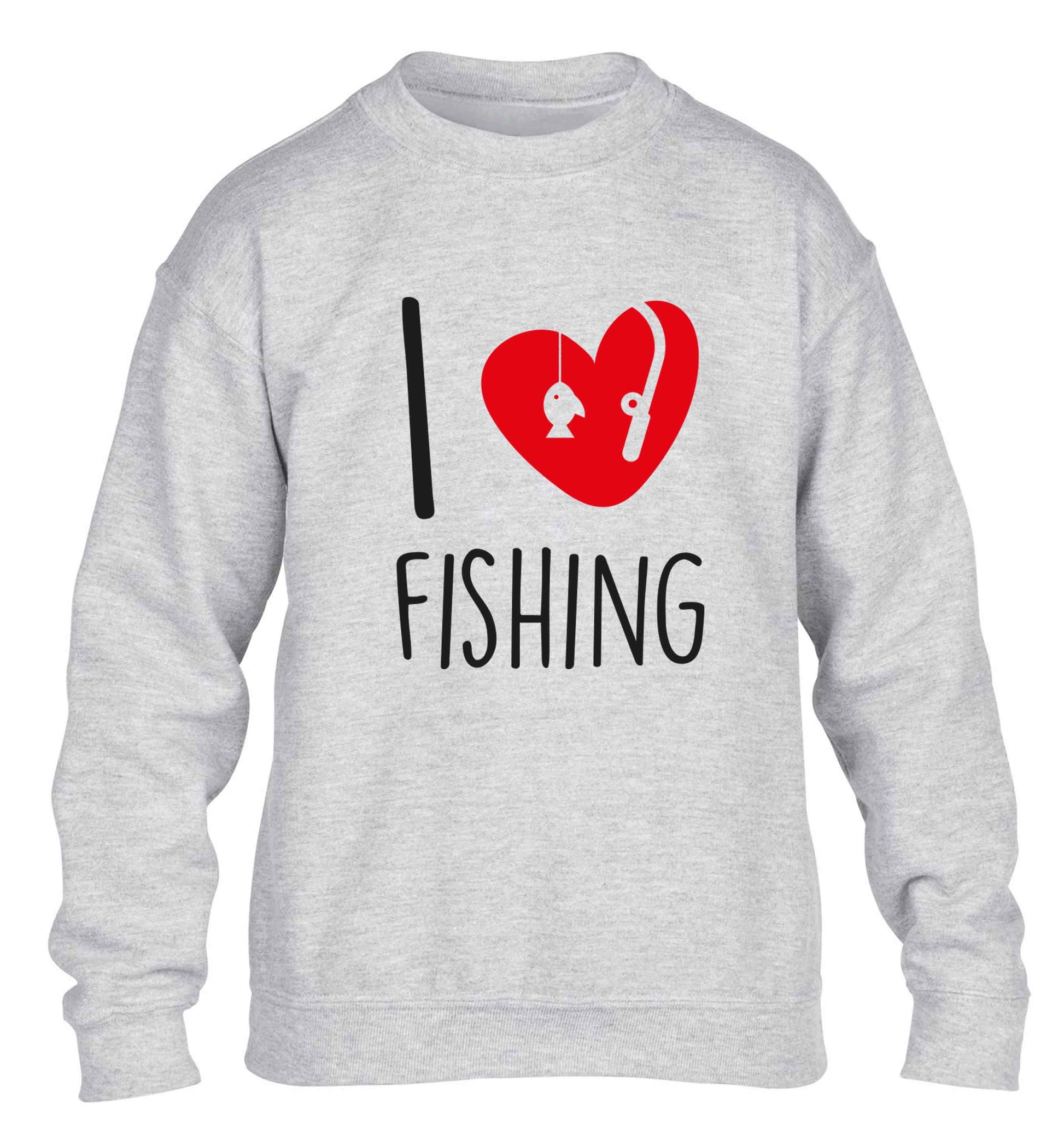 I love fishing children's grey sweater 12-13 Years