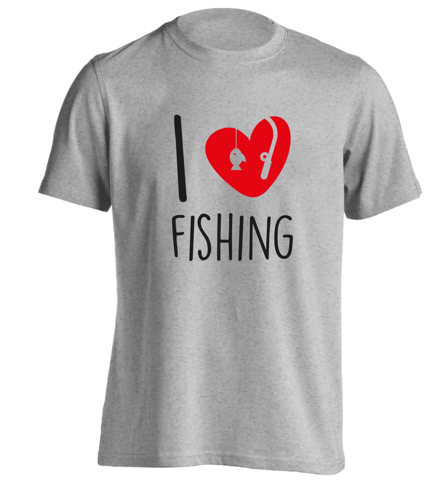 I love fishing adults unisex grey Tshirt 2XL