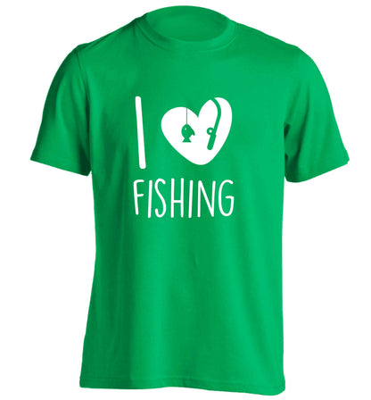 I love fishing adults unisex green Tshirt 2XL