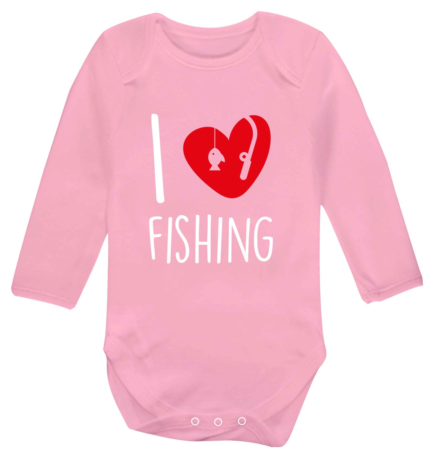 I love fishing Baby Vest long sleeved pale pink 6-12 months