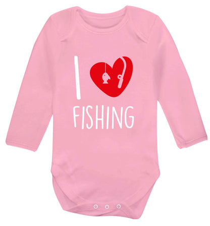 I love fishing Baby Vest long sleeved pale pink 6-12 months