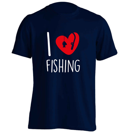 I love fishing adults unisex navy Tshirt 2XL