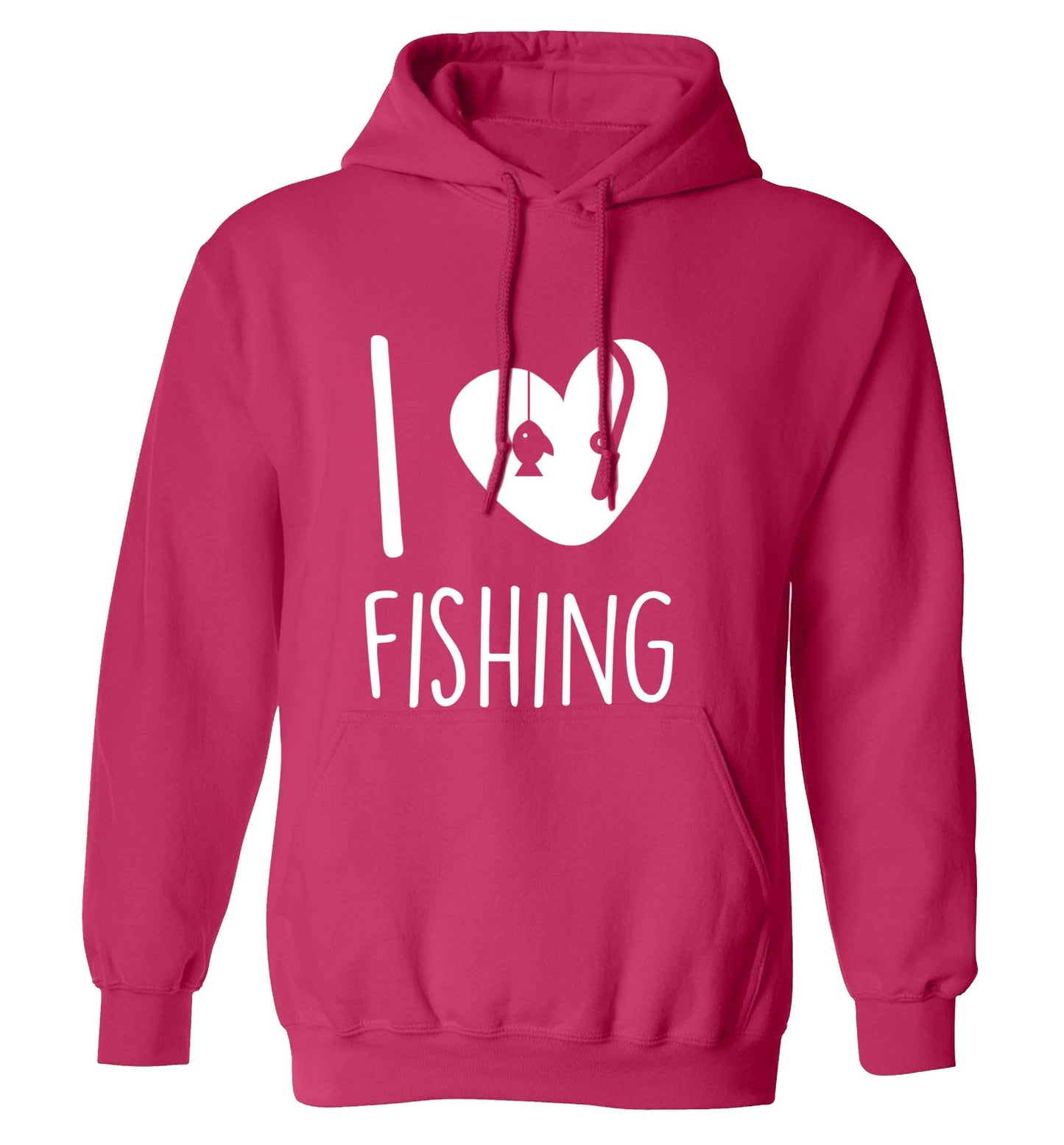 I love fishing adults unisex pink hoodie 2XL
