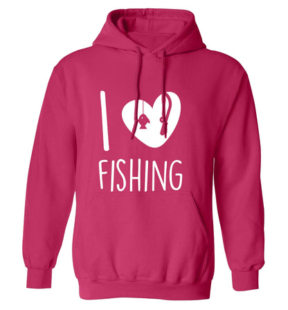 I love fishing adults unisex pink hoodie 2XL