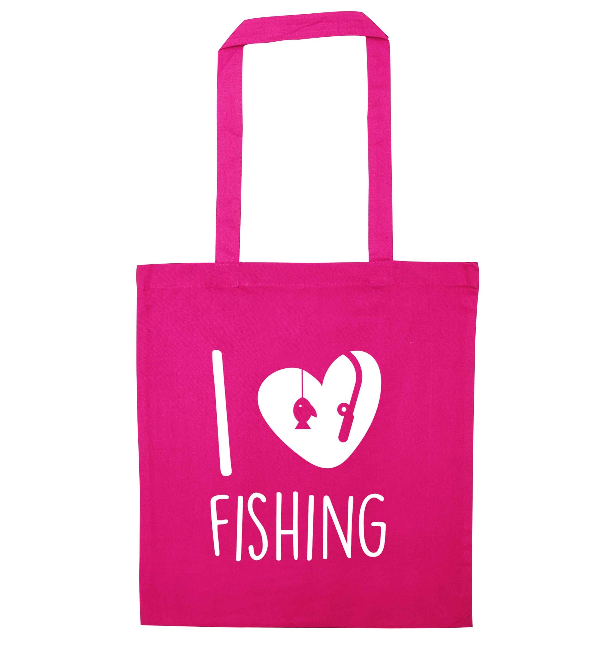 I love fishing pink tote bag