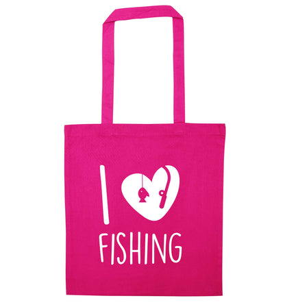 I love fishing pink tote bag