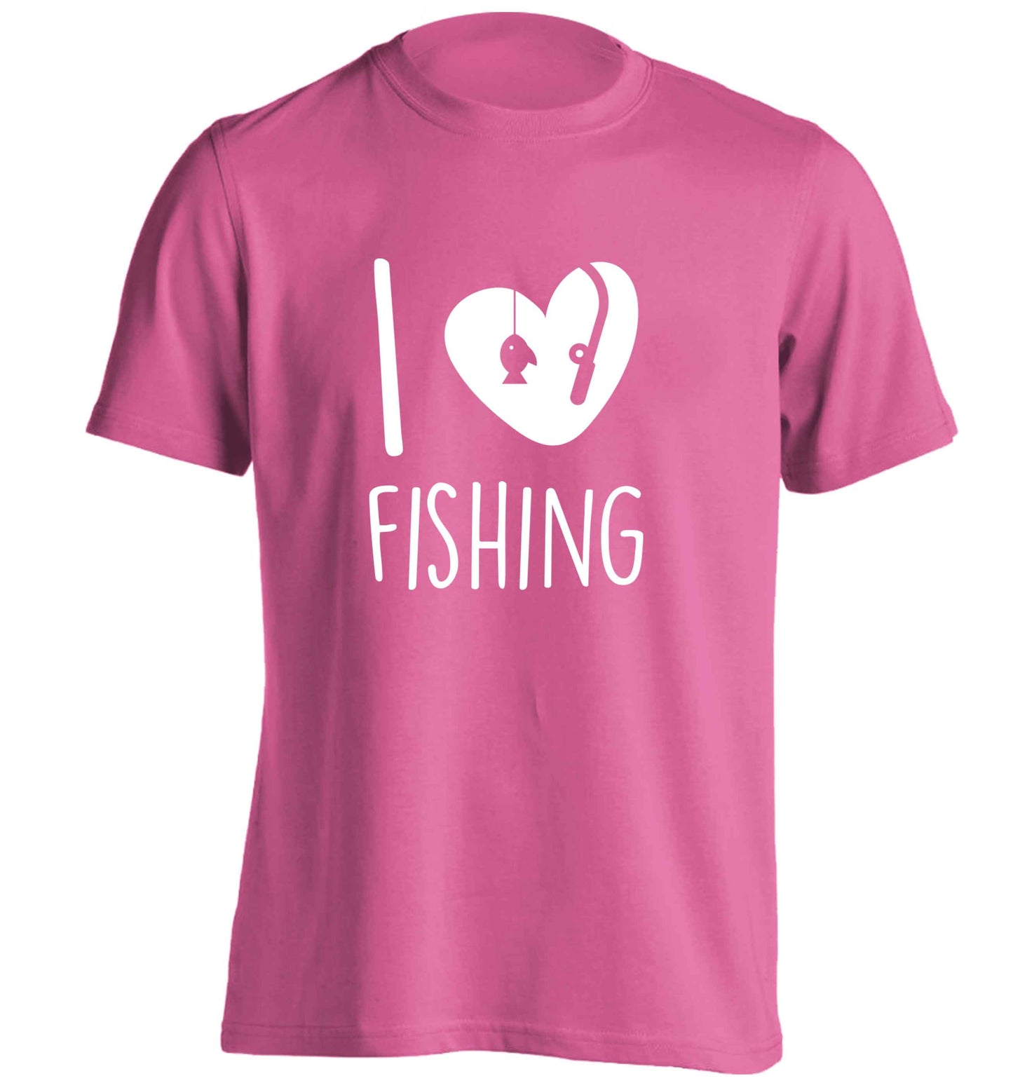 I love fishing adults unisex pink Tshirt 2XL