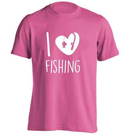 I love fishing adults unisex pink Tshirt 2XL