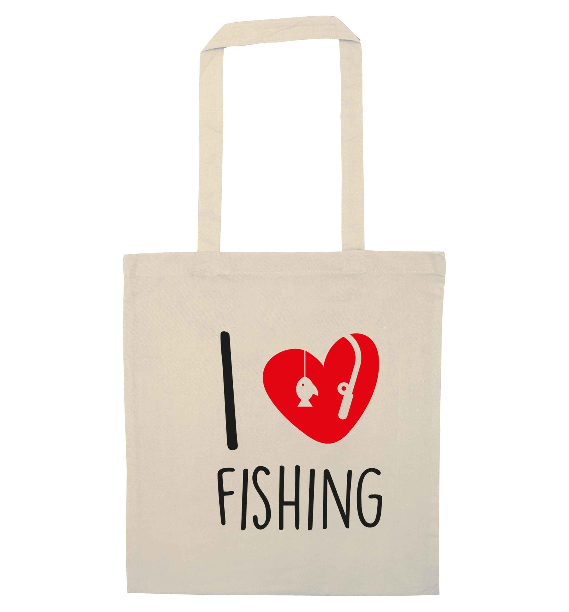 I love fishing natural tote bag
