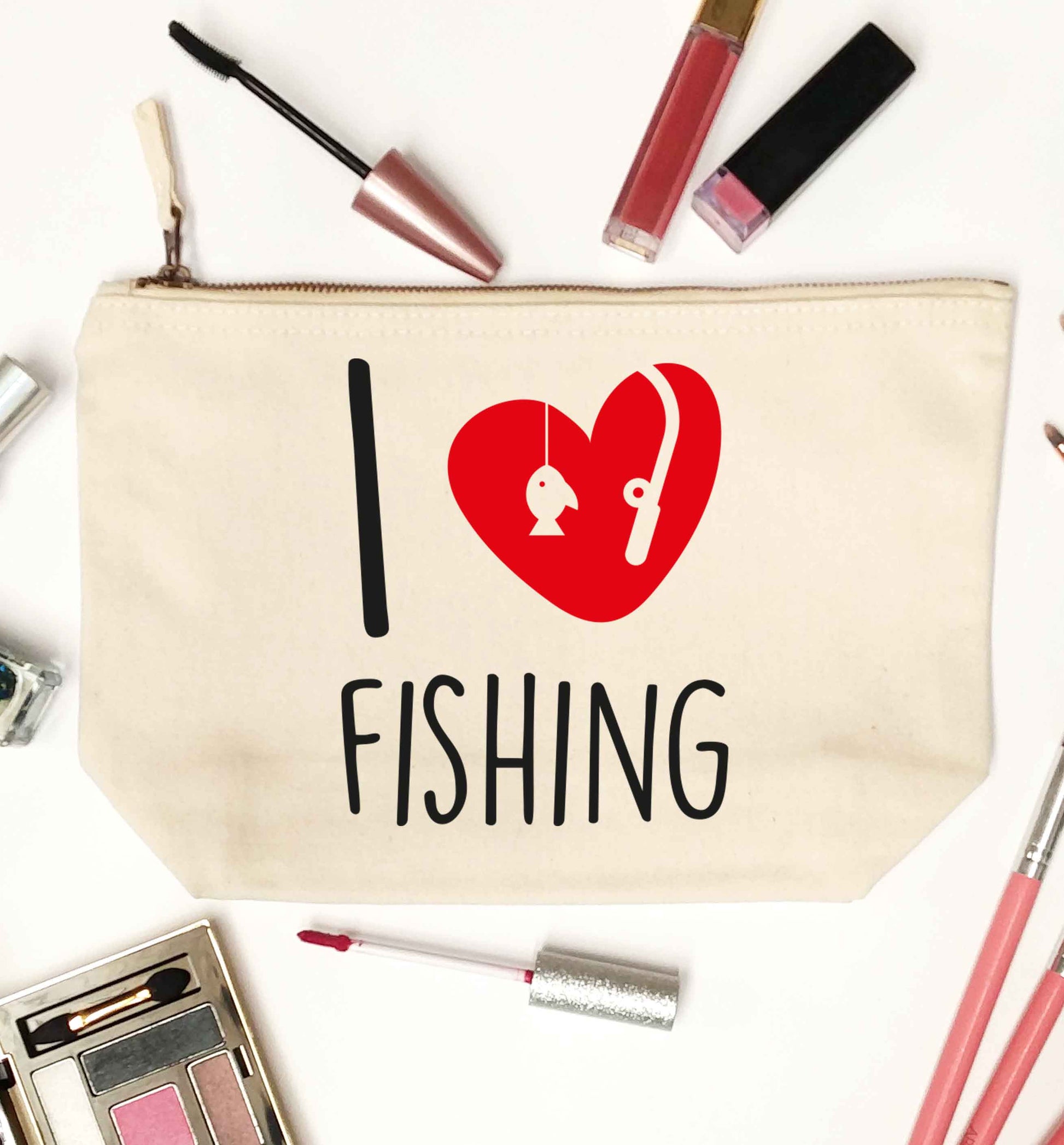 I love fishing natural makeup bag
