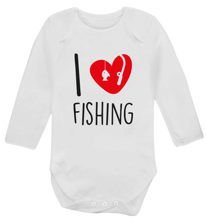 I love fishing Baby Vest long sleeved white 6-12 months