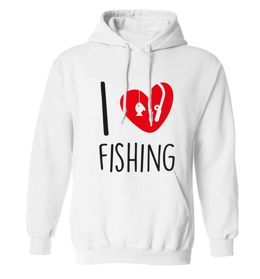 I love fishing adults unisex white hoodie 2XL