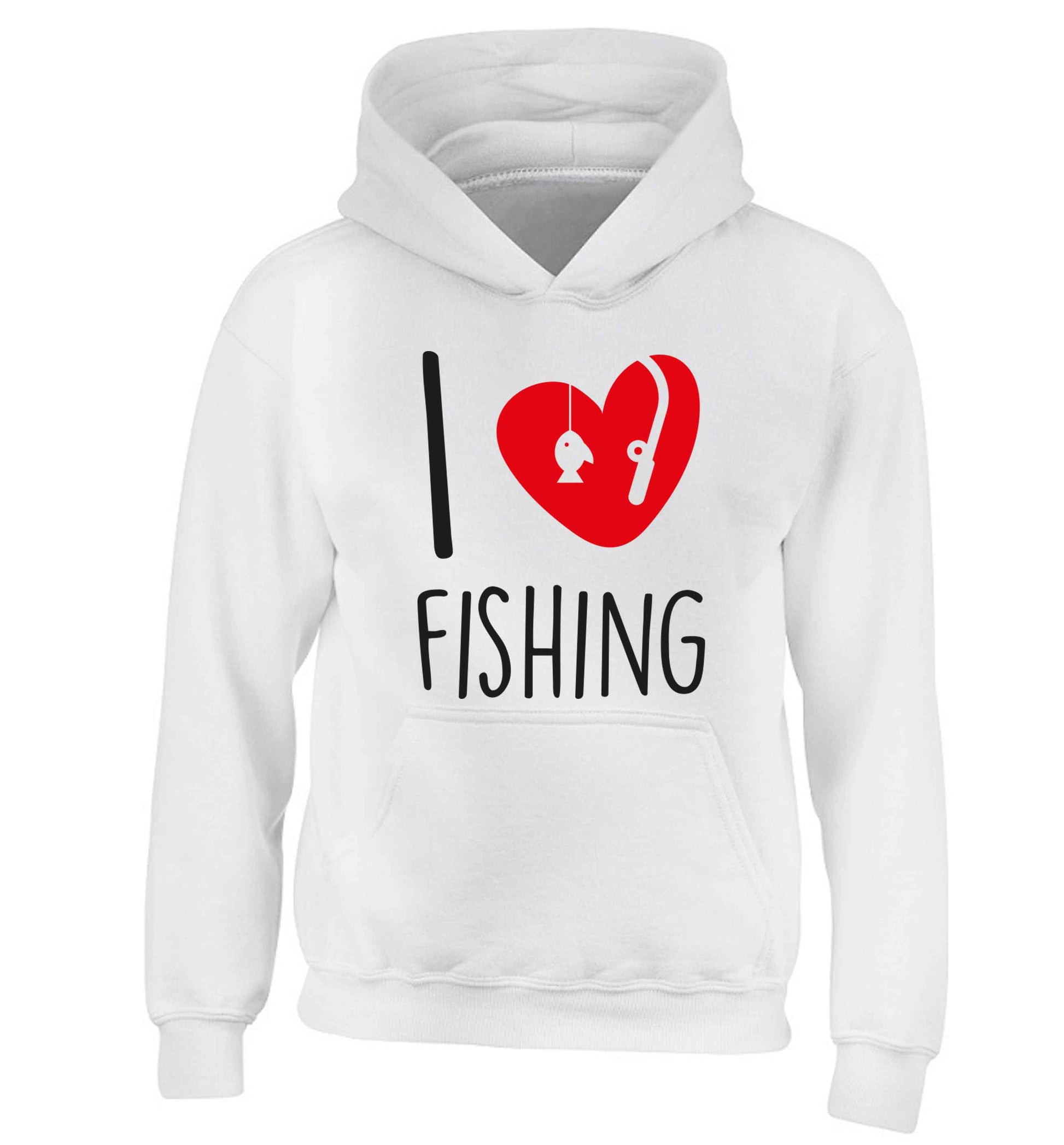 I love fishing children's white hoodie 12-13 Years