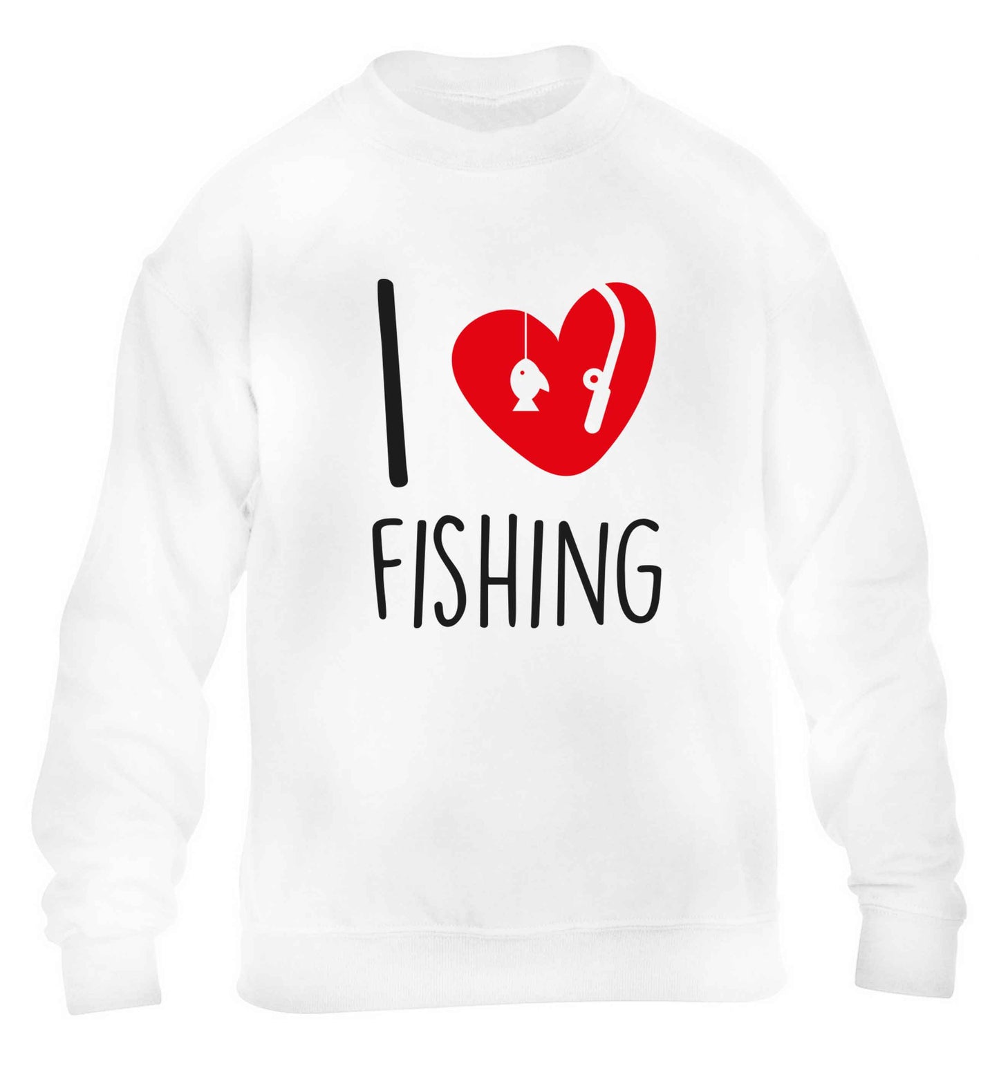 I love fishing children's white sweater 12-13 Years