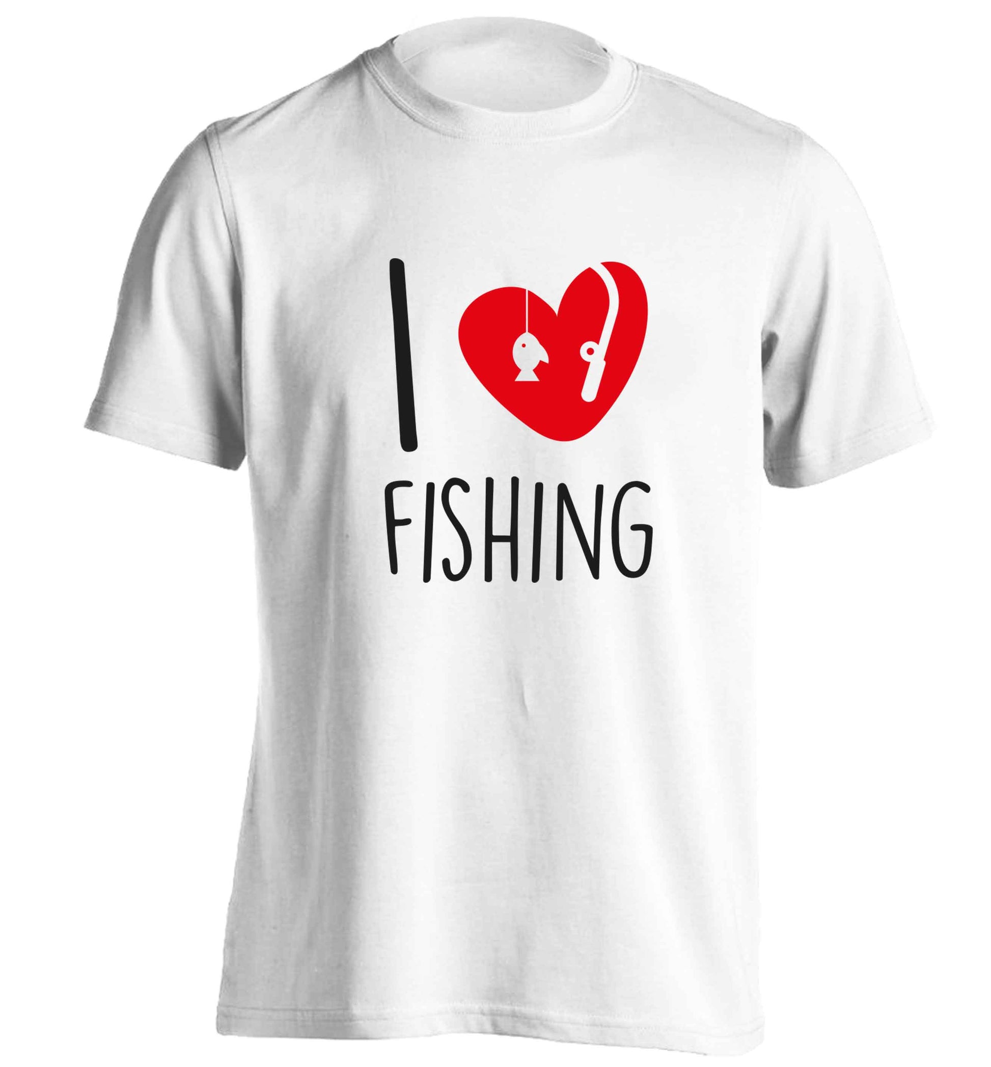 I love fishing adults unisex white Tshirt 2XL