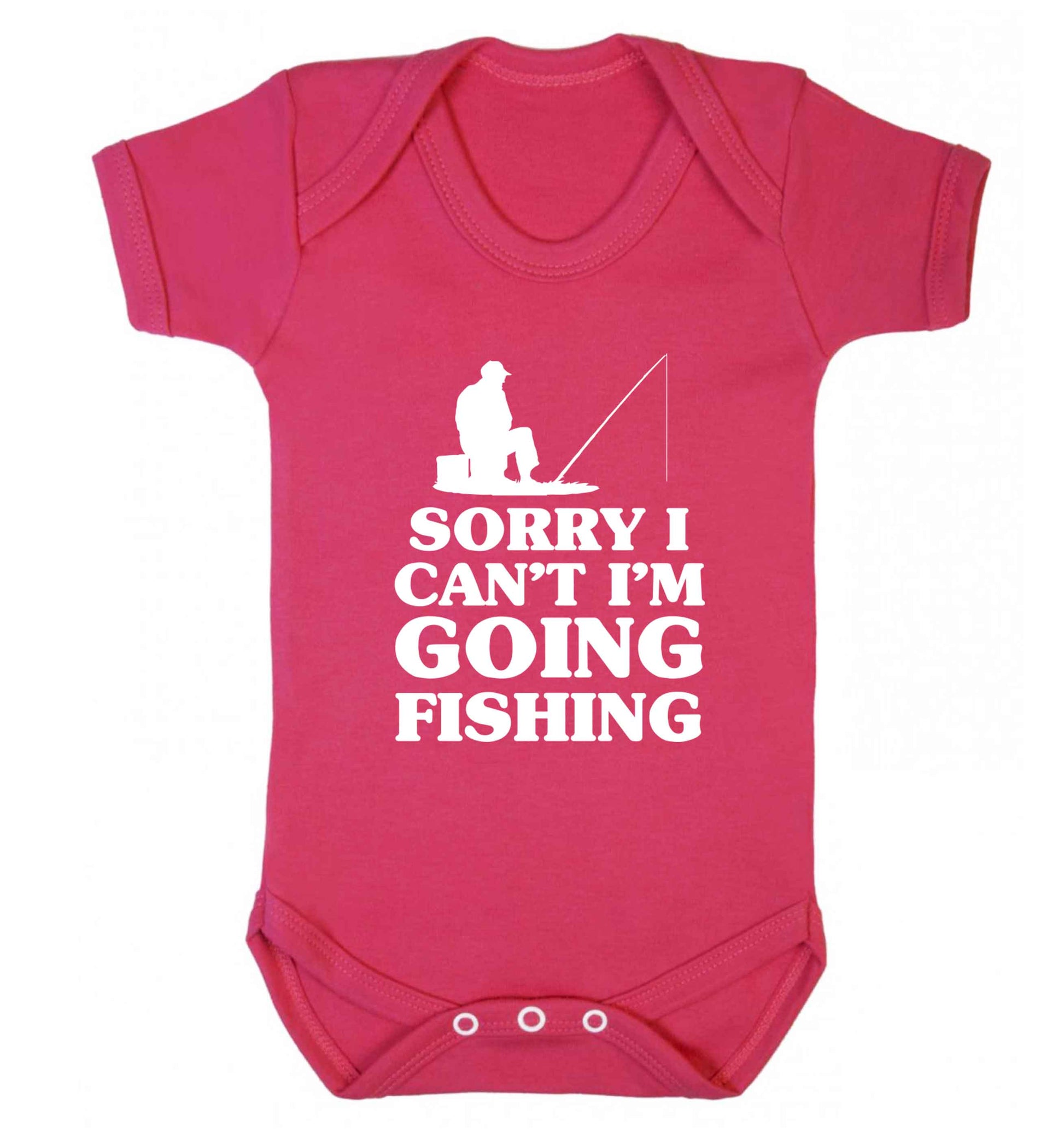 Sorry I can't I'm going fishing Baby Vest dark pink 18-24 months