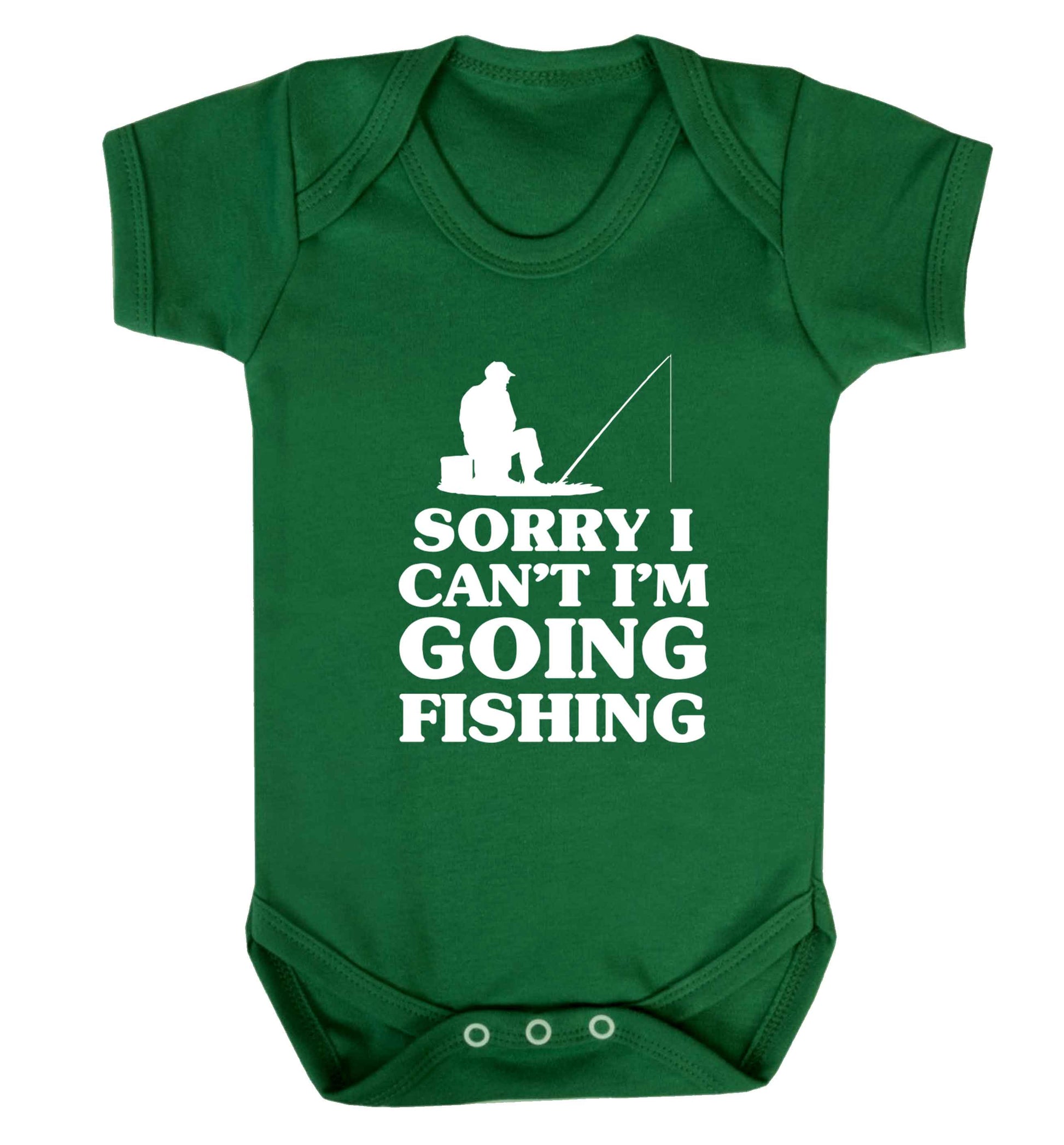 Sorry I can't I'm going fishing Baby Vest green 18-24 months