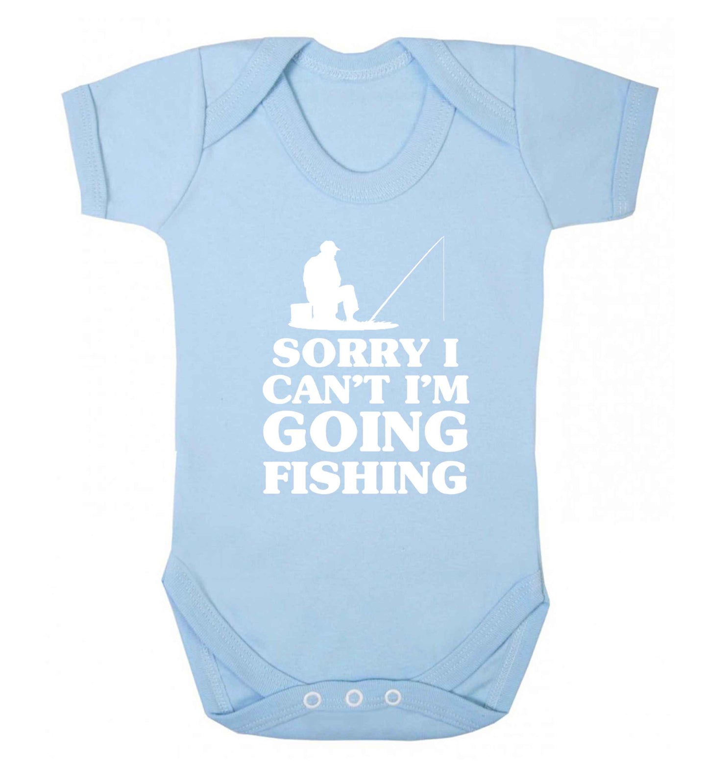 Sorry I can't I'm going fishing Baby Vest pale blue 18-24 months
