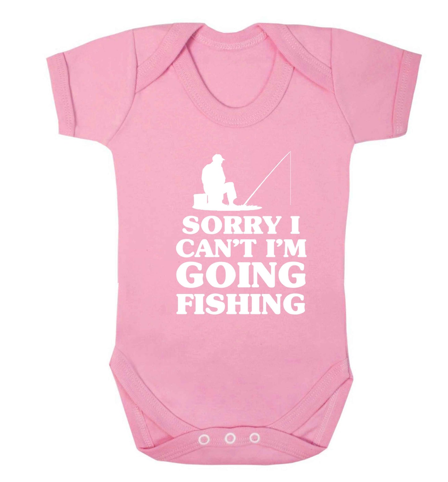 Sorry I can't I'm going fishing Baby Vest pale pink 18-24 months